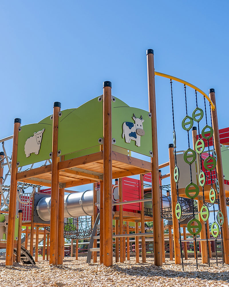 Farm themed playground unit.